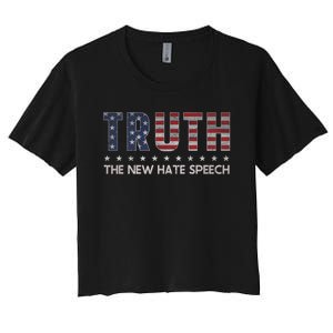 Truth The New Hate Speech Political Correctness Usa Flag Women's Crop Top Tee