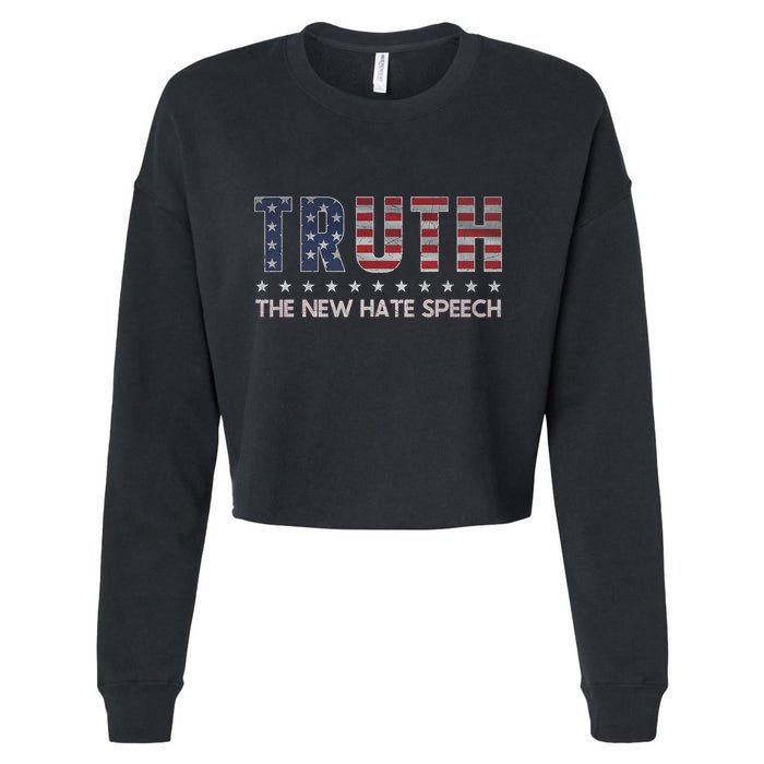 Truth The New Hate Speech Political Correctness Usa Flag Cropped Pullover Crew