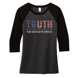 Truth The New Hate Speech Political Correctness Usa Flag Women's Tri-Blend 3/4-Sleeve Raglan Shirt