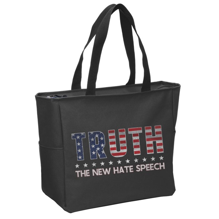 Truth The New Hate Speech Political Correctness Usa Flag Zip Tote Bag