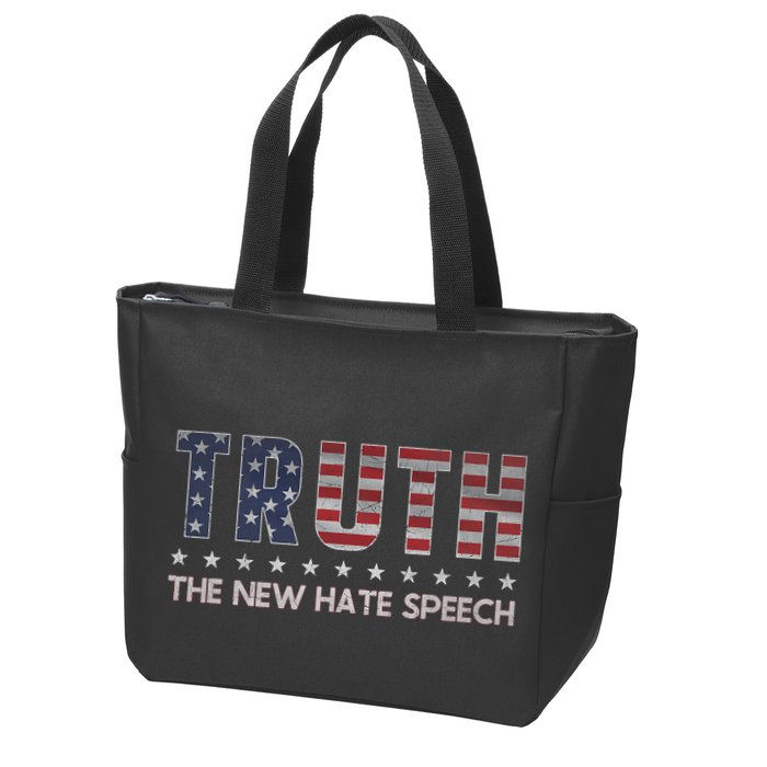 Truth The New Hate Speech Political Correctness Usa Flag Zip Tote Bag