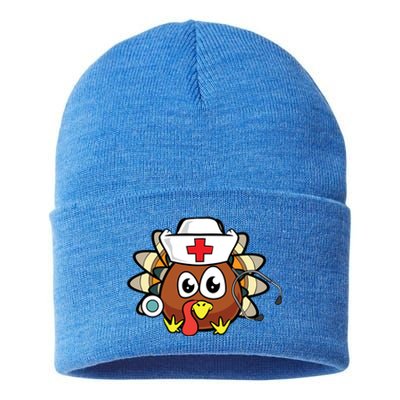 Thanksgiving Turkey Nurse Funny Rn Lpn Registered Nurse Gift Great Gift Sustainable Knit Beanie