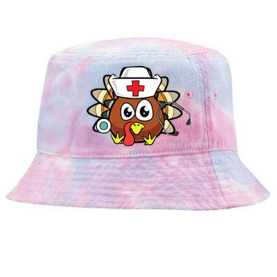 Thanksgiving Turkey Nurse Funny Rn Lpn Registered Nurse Gift Great Gift Tie-Dyed Bucket Hat