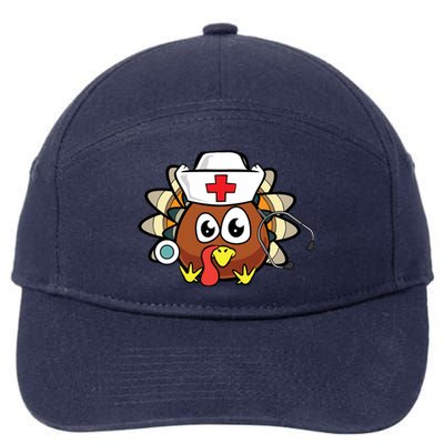 Thanksgiving Turkey Nurse Funny Rn Lpn Registered Nurse Gift Great Gift 7-Panel Snapback Hat