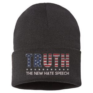 Truth The New Hate Speech Political Correctness USA Flag Sustainable Knit Beanie