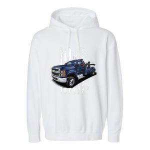 Tow Truck On American Flag Gift Garment-Dyed Fleece Hoodie