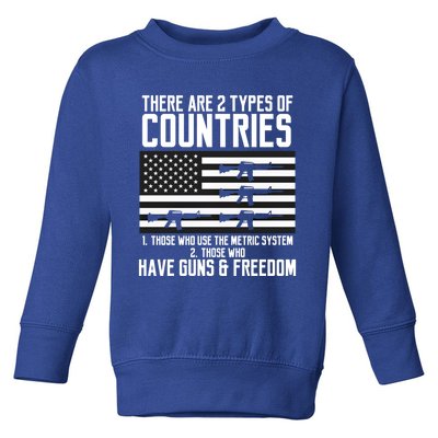 Two Types Of Countries Have Freedom Us Flag 2a Gun Rights Gift Toddler Sweatshirt