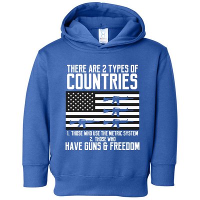 Two Types Of Countries Have Freedom Us Flag 2a Gun Rights Gift Toddler Hoodie