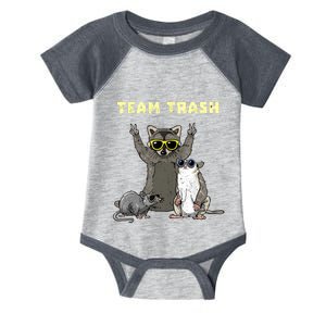 Team Trash Opossum Raccoon Rat Funny Animals Garbage Gang Infant Baby Jersey Bodysuit