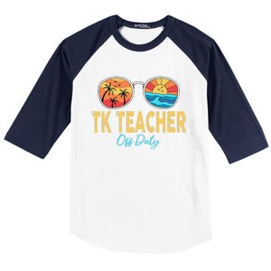 TK Teacher Off Duty Sunglasses Last Day Of School Summer Baseball Sleeve Shirt