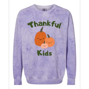 Thankful T One Thankfuls Thanksgiving Fall Design Give Thanks Baby Colorblast Crewneck Sweatshirt