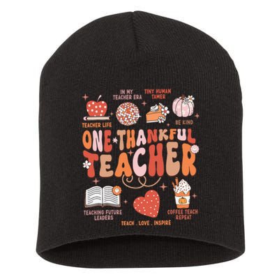 Teacher Thanksgiving One Thankful Teacher Fall Short Acrylic Beanie