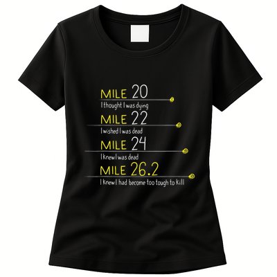 The Thoughts Of Marathoner Runner Gift Funny Marathon Womens T-Shirt