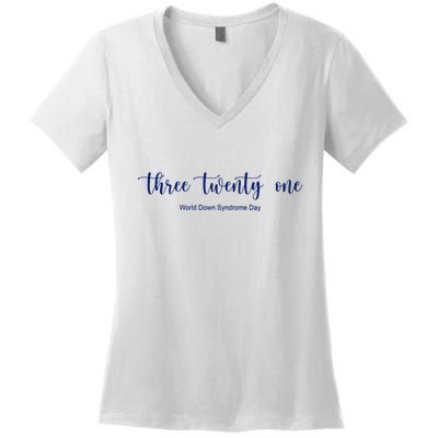 Three Twenty One World Down Syndrome Day Women's V-Neck T-Shirt