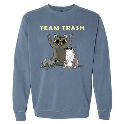 Team Trash Opossum Raccoon Rat Funny Animals Garment-Dyed Sweatshirt