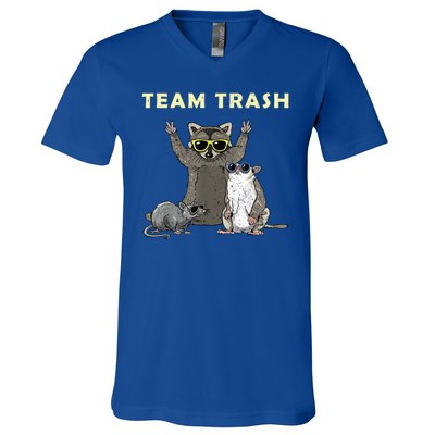 Team Trash Opossum Raccoon Rat Funny Animals V-Neck T-Shirt