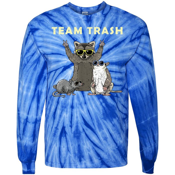 Team Trash Opossum Raccoon Rat Funny Animals Tie-Dye Long Sleeve Shirt