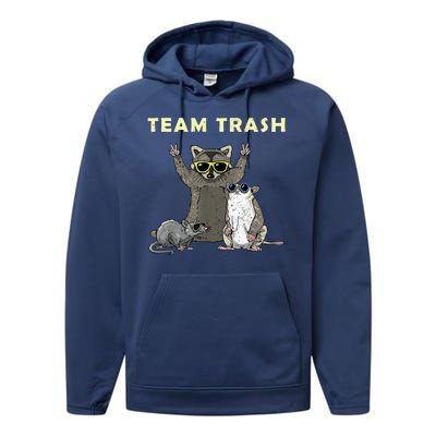 Team Trash Opossum Raccoon Rat Funny Animals Performance Fleece Hoodie