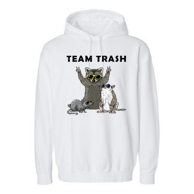 Team Trash Opossum Raccoon Rat Funny Animals Garment-Dyed Fleece Hoodie