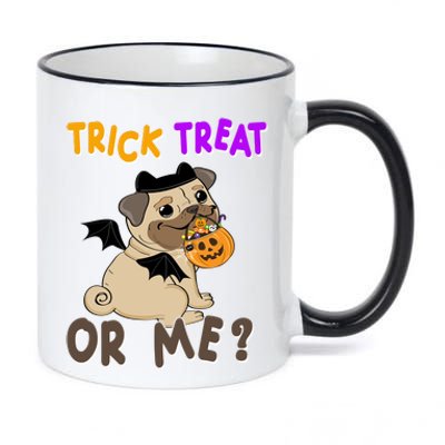 Trick Treat Or Me Pug Dog Halloween 11oz Black Color Changing Mug