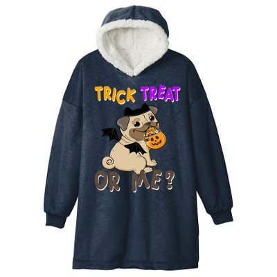 Trick Treat Or Me Pug Dog Halloween Hooded Wearable Blanket