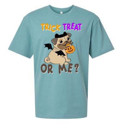 Trick Treat Or Me Pug Dog Halloween Sueded Cloud Jersey T-Shirt