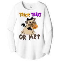 Trick Treat Or Me Pug Dog Halloween Women's Perfect Tri Tunic Long Sleeve Shirt