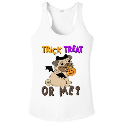 Trick Treat Or Me Pug Dog Halloween Ladies PosiCharge Competitor Racerback Tank
