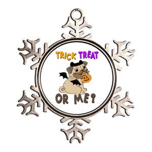 Trick Treat Or Me Pug Dog Halloween Metallic Star Ornament