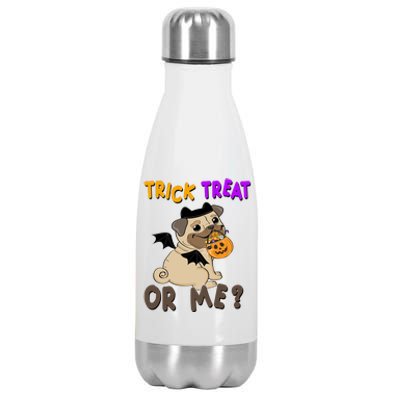 Trick Treat Or Me Pug Dog Halloween Stainless Steel Insulated Water Bottle