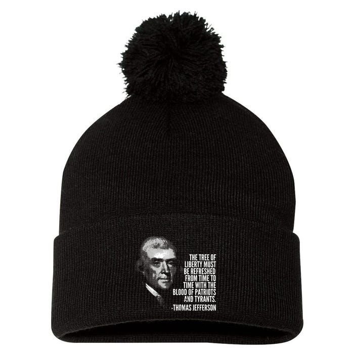 The Tree Of Liberty Thomas Jefferson Quote History Pom Pom 12in Knit Beanie