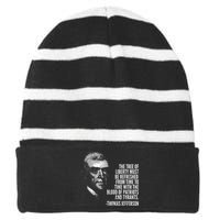 The Tree Of Liberty Thomas Jefferson Quote History Striped Beanie with Solid Band