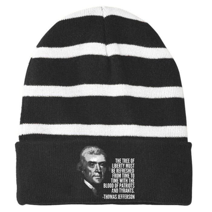 The Tree Of Liberty Thomas Jefferson Quote History Striped Beanie with Solid Band