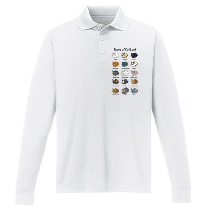 The Types Of Cat Loaf Performance Long Sleeve Polo