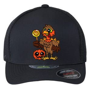 Turkey Trick Or Treat Thanksgiving Day Fall Autumn Halloween Flexfit Unipanel Trucker Cap