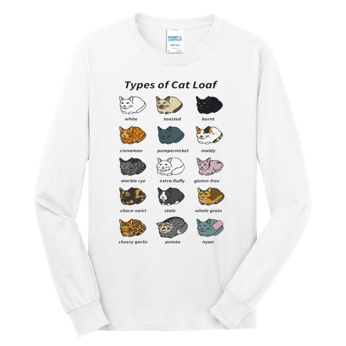 The Types of Cat Loaf Funny Animal Pet Owner Tall Long Sleeve T-Shirt