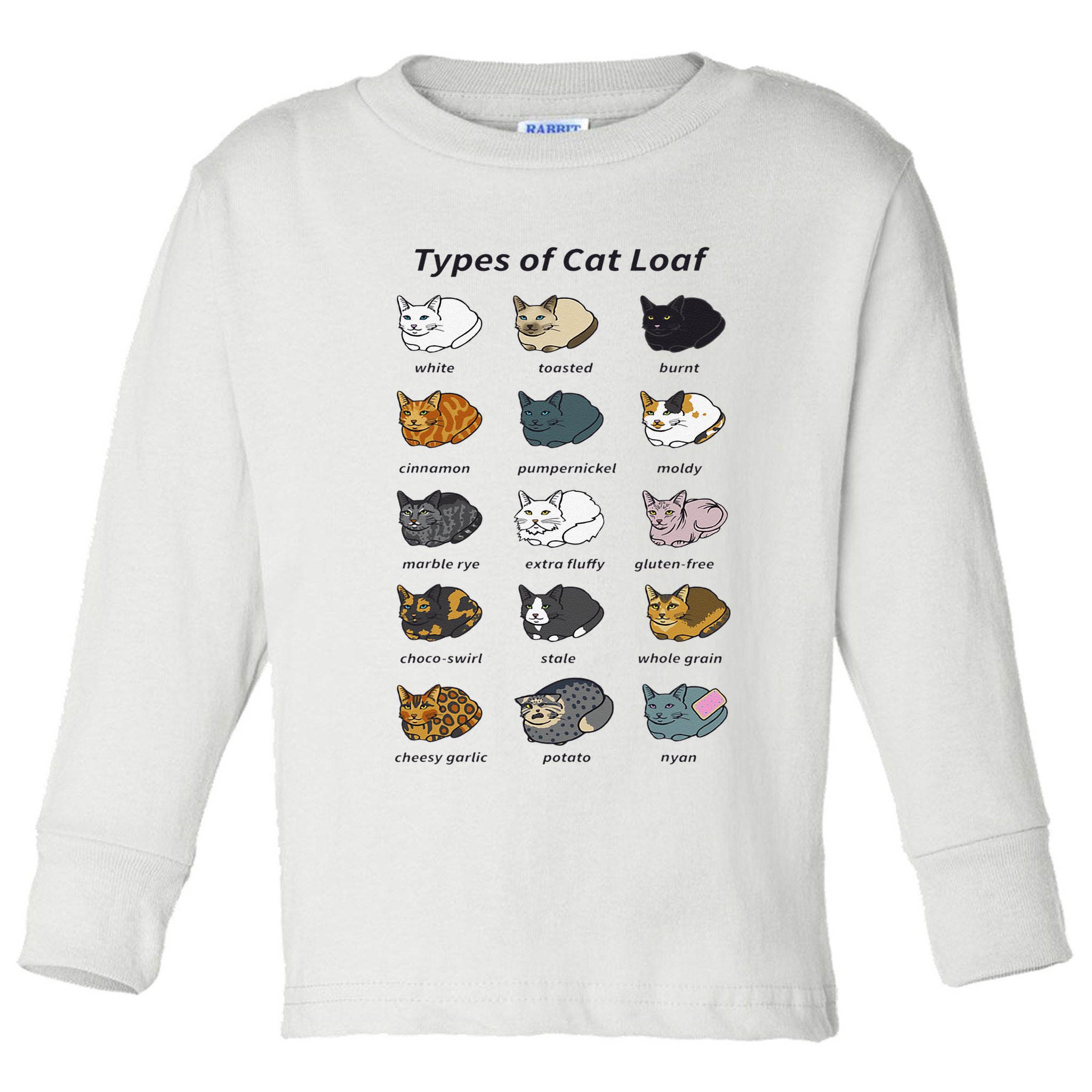 The Types of Cat Loaf Funny Animal Pet Owner Toddler Long Sleeve Shirt