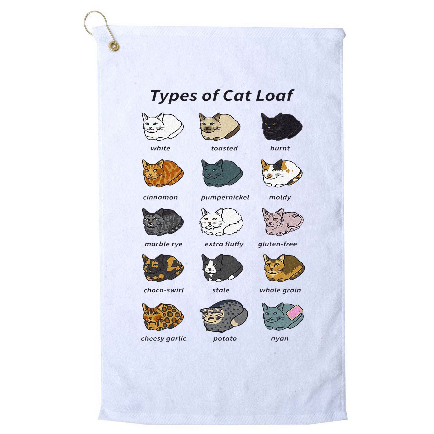 The Types of Cat Loaf Funny Animal Pet Owner Golf Towel