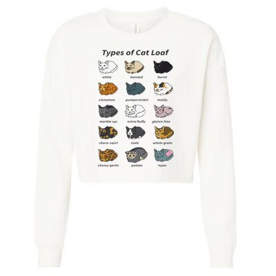 The Types of Cat Loaf Funny Animal Pet Owner Cropped Pullover Crew