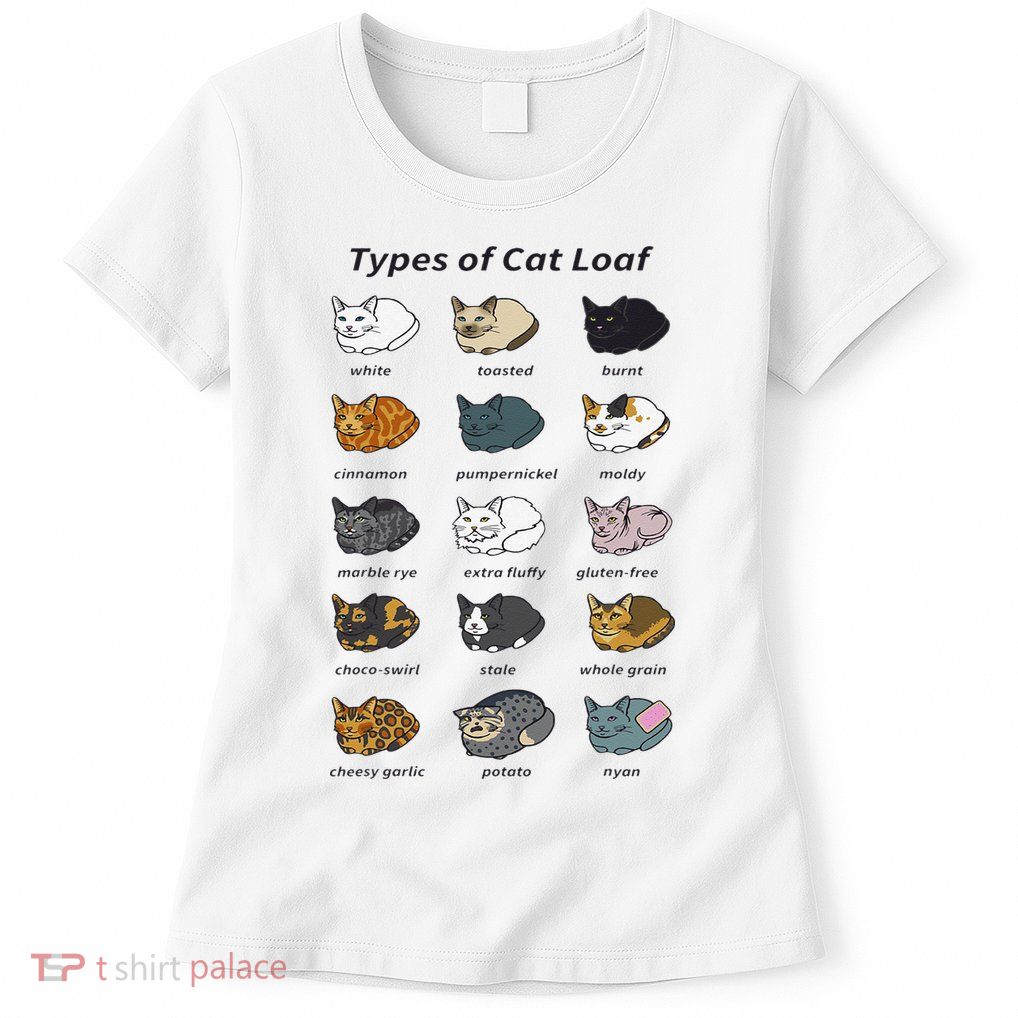The Types of Cat Loaf Funny Animal Pet Owner Womens T-Shirt