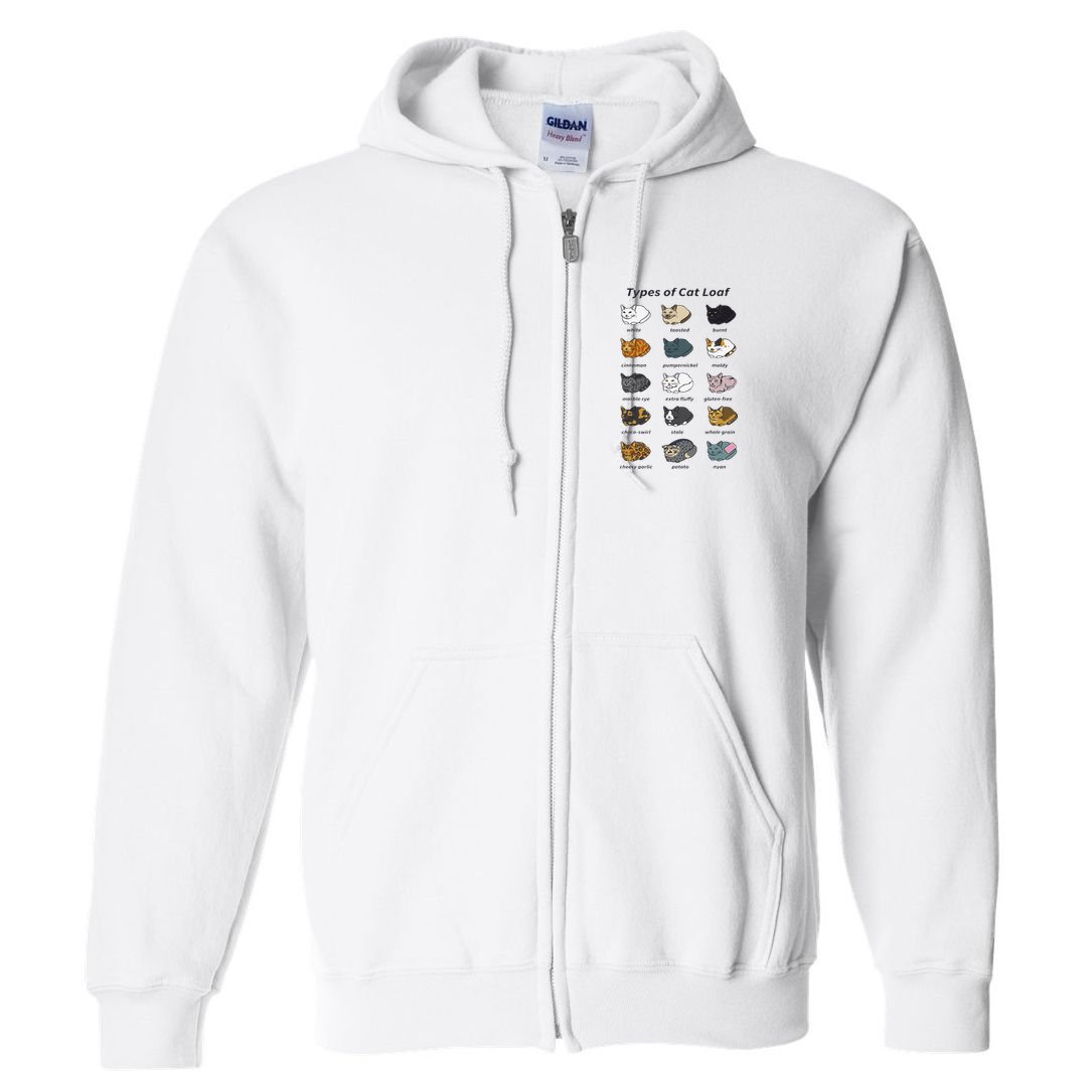 The Types of Cat Loaf Funny Animal Pet Owner Full Zip Hoodie