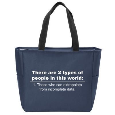 Two Types Of People Extrapolate Incomplete Data Zip Tote Bag