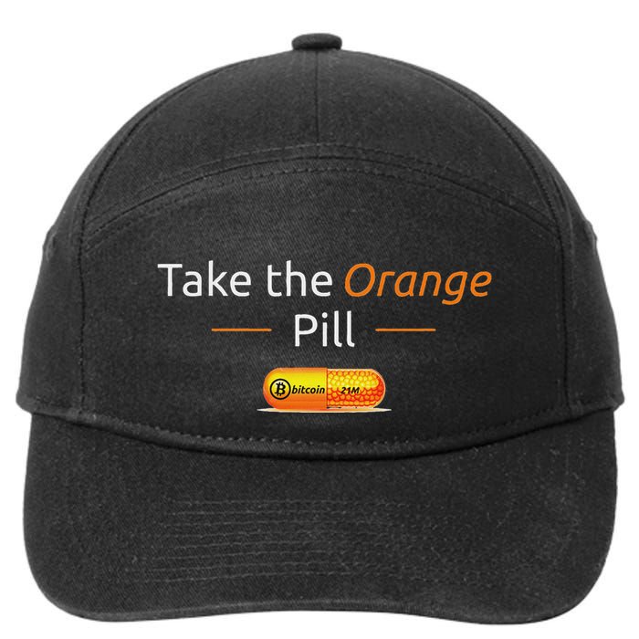 Take The Orange Pill Bitcoin Btc Crypto Currency Defi 7-Panel Snapback Hat