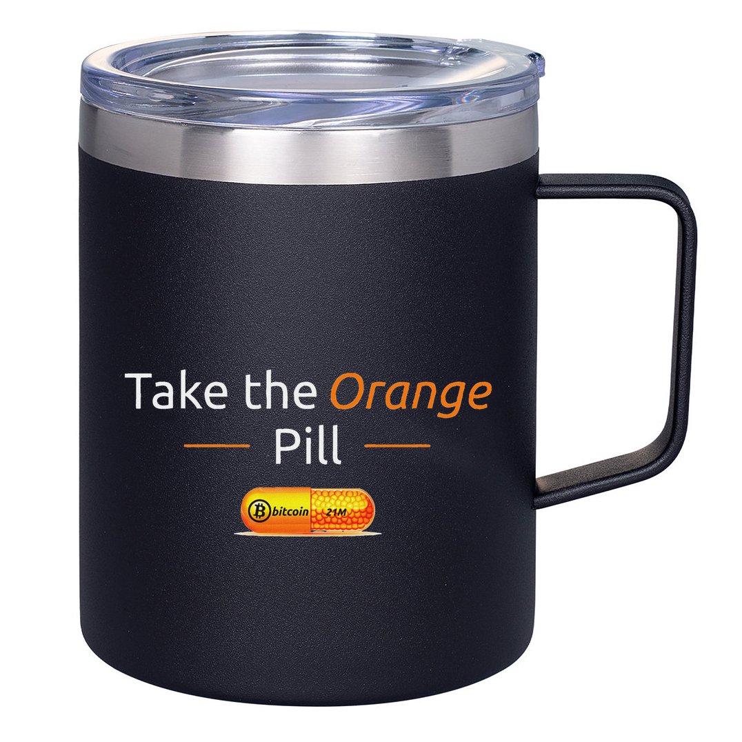 Take The Orange Pill Bitcoin Btc Crypto Currency Defi 12oz Stainless Steel Coffee Mug