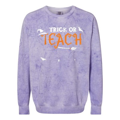 Teacher: Trick Or Teach - Halloween Sayings Colorblast Crewneck Sweatshirt