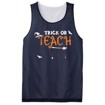 Teacher: Trick Or Teach - Halloween Sayings Mesh Reversible Basketball Jersey Tank