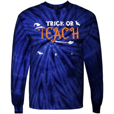 Teacher: Trick Or Teach - Halloween Sayings Tie-Dye Long Sleeve Shirt