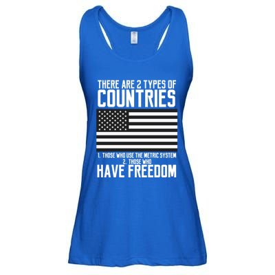 Two Types Of Countries Have Freedom Murica Us Flag Gift Ladies Essential Flowy Tank