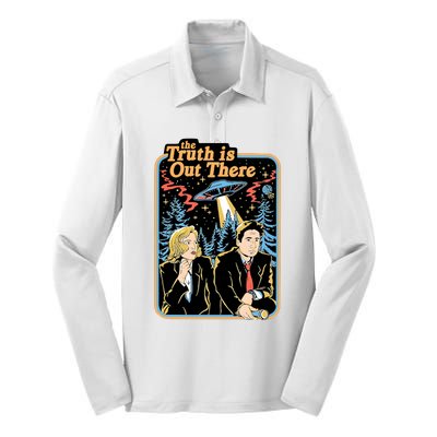 The Truth Out There Vintage UF0 90s Movie Alien Silk Touch Performance Long Sleeve Polo