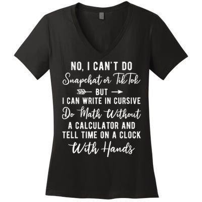 Tell Time On A Clock With Hands Women's V-Neck T-Shirt